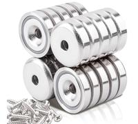 Neodym Magnete Extra Stark, Neodym Magnete Extra Stark, Magneti al neodimio extra forti, 20 pezzi 20 mm 10 kg magneti a disco con capsula, magnete con base in acciaio svasato