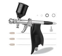 NEOECO Transformer SJ85 Kit aerografo a doppia azione, ventola brevettata da 1 secondo e spray rotondo, impugnatura ergonomica, set da 0,3/0,5/0,8 mm per modellismo, miniature, nail art, barbiere