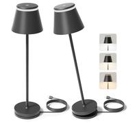 Neoglint 2 Pezzi Lampada da Tavolo LED Senza Fili Ricaricabile, Lampade da Esterno con Base di Ricarica Wireless e Telecomando, Luci da Tavolo dal Design Moderno con 3 Timer di Temperatura Colore