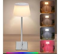 Neoglint 38 cm Lampada da Tavolo Senza Fili RGB+CCT, Lampada LED Ricaricabile e Dimmerabile con Controllo Touch, 3 Temperature di Colore,IP44, Lampada da Scrivania per Camera Soggiorno - Grigio