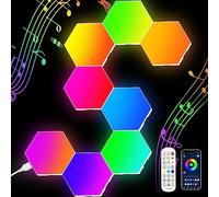 Neoglint 8 Pz Lampade da Parete Esagonali, Lampada da Parete per Giochi RGB Intelligente che Cambia Colore a Ritmo di Musica, Controllabile tramite App e Telecomando, Adatta per Soggiorno, Sala Giochi