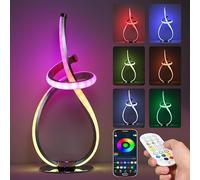 Neoglint Lampada da Comodino RGB,Design a Spirale da 12W,10 Controlli Touch di Velocità E Luminosità,Lampada da Tavolo Moderna e Creativa, Adatta per Camera da Letto, Comodino, Regalo(Bianco Argento)