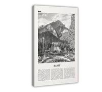 NEOHI Banff Black and White Road, Alberta, Canada, Jasper Canadian Rockies City Map Travel Landscape Canvas Art Wall Decor Poster per casa, bar, ristorante, garage, caffetteria, idea regalo, 60 x 90