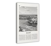 NEOHI Bielorussia in bianco e nero, stampa su tela con mappa della città bielorussa e dell'Europa, poster decorativo da parete per casa, bar, ristorante, garage, caffetteria, idea regalo, 60 x 90 cm