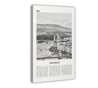 NEOHI Budapest - Stampa artistica da parete in bianco e nero, motivo: mappa della città, paesaggio urbano, poster moderno, stampa artistica da parete, per soggiorno e camera da letto, 60 x 90 cm