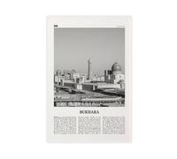 NEOHI Bukhara - Stampa artistica da parete in bianco e nero con mappa della città dell'Uzbekistan, stampa artistica da parete moderna per soggiorno e camera da letto, 50 x 75 cm