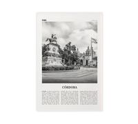 NEOHI Córdoba - Stampa artistica da parete moderna su tela, motivo: mappa della città dell'Argentina, in bianco e nero, decorazione per soggiorno e camera da letto, 40 x 60 cm