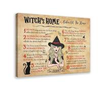 NEOHI Decorazione artistica da parete con scritta "Witch's Home Rules of the House", decorazione artistica da parete per casa, bar, ristorante, garage, caffetteria, idea regalo, 60 x 90 cm