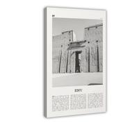 NEOHI Edfu, stampa artistica da parete in bianco e nero, motivo: mappa della città dell'Egitto, poster decorativo da parete per casa, bar, ristorante, garage, caffetteria, idea regalo, 50 x 75 cm