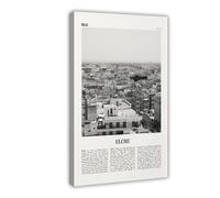 NEOHI Elche - Stampa artistica da parete in bianco e nero, con mappa della città della Spagna, paesaggio di viaggio, stampa artistica da parete, per casa, bar, ristorante, garage, caffetteria, idea
