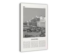 NEOHI Essaouira - Stampa artistica da parete con mappa della città del Marrocco, in bianco e nero, stampa artistica da parete, per casa, bar, ristorante, garage, caffetteria, idea regalo, 50 x 75 cm