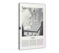 NEOHI Forlì - Stampa artistica da parete in bianco e nero, con mappa della città dell'Italia, paesaggio di viaggio, moderno, decorazione artistica da parete, per soggiorno e camera da letto, 50 x 75