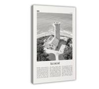 NEOHI Île De Ré - Stampa artistica da parete in bianco e nero, stampa artistica da parete con paesaggio cittadino in Francia, per camera da letto e ufficio, 50 x 75 cm