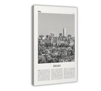 NEOHI Kigali - Poster decorativo da parete in bianco e nero, Ruanda, Africa, mappa della città, in stile retrò, per casa, bar, ristorante, garage, caffetteria, idea regalo, 50 x 75 cm