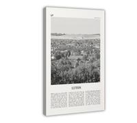 NEOHI Luton - Stampa artistica da parete in bianco e nero, motivo: mappa della città dell'Inghilterra, stile retrò, per casa, bar, ristorante, garage, caffetteria, idea regalo, 50 x 75 cm
