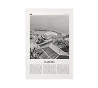 NEOHI Madeira - Stampa artistica da parete in bianco e nero, Portogallo, Funchal, Portuguesa, con mappa della città, in stile retrò, per casa, bar, ristorante, garage, caffetteria, idea regalo, 50 x
