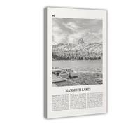NEOHI Mammoth Lakes - Stampa artistica da parete in bianco e nero, California, Stati Uniti, con mappa della città retrò e paesaggio, decorazione da parete per soggiorno e camera da letto, 30 x 45 cm
