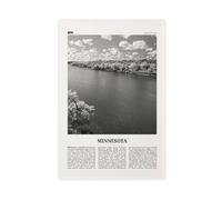 NEOHI Minnesota Fiume bianco e nero, mappa della città retrò, paesaggio di viaggio, poster moderno su tela, stampa artistica da parete, per soggiorno e camera da letto, 60 x 90 cm