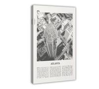 NEOHI Poster decorativo da parete con immagine di un ghiacciaio Athabasca, in bianco e nero, con mappa della città, paesaggio di viaggio, per casa, bar, ristorante, garage, caffetteria, idea regalo