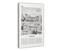 NEOHI Poster decorativo da parete con mappa della città di Avignon, in bianco e nero, Francia, Avenio, con immagine di viaggio, per casa, bar, ristorante, garage, caffetteria, idea regalo, 50 x 75 cm