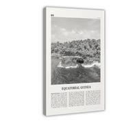 NEOHI Poster decorativo da parete con mappa della città in bianco e nero, con immagine della Guinea Equatoriale, per casa, bar, ristorante, garage, caffetteria, idea regalo, 50 x 75 cm