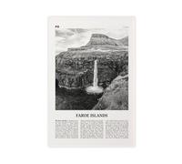 NEOHI Poster decorativo su tela con immagine delle Isole Faroe in bianco e nero, Færøerne, Tórshavn, Europa, mappa della città di viaggio, decorazione artistica da parete, per casa, bar, ristorante