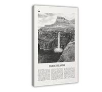 NEOHI Poster decorativo su tela con immagine delle Isole Faroe in bianco e nero, Færøerne, Tórshavn, mappa della città dell'Europa, decorazione artistica da parete, per casa, bar, ristorante, garage
