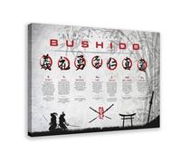 NEOHI Poster vintage con scritta "Seven Virtues of Bushido", decorazione artistica da parete con scritta in bianco e nero, per casa, bar, ristorante, garage, caffetteria, idea regalo, 50 x 75 cm