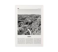 NEOHI Stampa artistica da parete con immagine di Berna, in bianco e nero, con mappa della città, paesaggio di viaggio, poster decorativo per casa, bar, ristorante, garage, caffetteria, idea regalo, 50