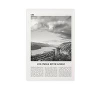 NEOHI Stampa artistica da parete con immagine di Columbia River Gorge in bianco e nero, con mappa della città, per casa, bar, ristorante, garage, caffetteria, idea regalo, 50 x 75 cm