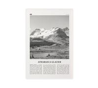 NEOHI Stampa artistica da parete con immagine di un ghiacciaio Athabasca, in bianco e nero, con mappa della città, motivo viaggio, per casa, bar, ristorante, garage, caffetteria, idea regalo, 60 x 90