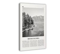 NEOHI Stampa artistica da parete con mappa della città di British Columbia in bianco e nero, Canada, Victoria e Vancouver, decorazione artistica da parete, per casa, bar, ristorante, garage