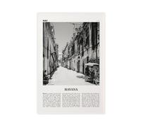 NEOHI Stampa artistica da parete con mappa della città in stile retrò, motivo: Havana in bianco e nero, Cuba, Cuba, Caraibi, decorazione artistica da parete, per casa, bar, ristorante, garage