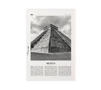 NEOHI Stampa artistica da parete con tempio in bianco e nero del Messico, mappa della città retrò, paesaggio di viaggio, stampa artistica da parete, per soggiorno e camera da letto, 60 x 90 cm