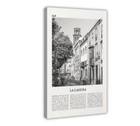 NEOHI Stampa artistica da parete in bianco e nero con la città della Spagna La Laguna, poster decorativo da parete per casa, bar, ristorante, garage, caffetteria, idea regalo, 50 x 75 cm