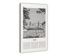 NEOHI Stampa artistica da parete in bianco e nero, motivo mappa della città in stile retrò, poster decorativo da parete, per casa, bar, ristorante, garage, caffetteria, idea regalo, 50 x 75 cm