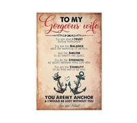 NEOHI Stampa artistica da parete moderna su tela con frase in inglese "Wife From Husband You Are My Anchor And I would be Lost Without You Love", decorazione artistica da parete per soggiorno e camera