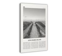 NEOHI Stampa artistica da parete moderna su tela con immagine di Anna Maria, in bianco e nero, Florida, USA, mappa della città degli Stati Uniti, decorazione per soggiorno e camera da letto, 60 x 90