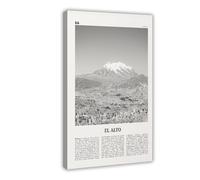 NEOHI Stampa artistica da parete moderna su tela con immagine di El Alto in bianco e nero, Bolivia, La Paz, Sud America, mappa della città, paesaggio, decorazione per soggiorno e camera da letto, 50 x