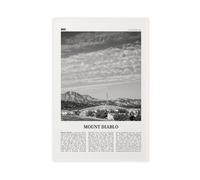 NEOHI Stampa artistica da parete moderna su tela con immagine di Mount Diablo in bianco e nero, California, Stati Uniti, con mappa della città, viaggi, stile retrò, decorazione per soggiorno e camera