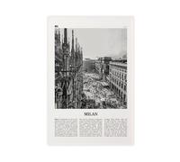 NEOHI Stampa artistica da parete moderna su tela con mappa della città di Milano, Milano, Italia, in bianco e nero, stile retrò, decorazione per soggiorno e camera da letto, 60 x 90 cm