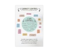 NEOHI Stampa artistica da parete moderna su tela, con scritta "What I Can And Cannot Control", decorazione artistica da parete per ufficio e terapia con angolo calmante, 30 x 45 cm