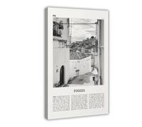 NEOHI Stampa artistica da parete moderna su tela, motivo: Foggia in bianco e nero, Italia, Fògge, Puglia, mappa della città della Puglia, decorazione per soggiorno e camera da letto, 30 x 45 cm