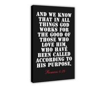 NEOHI Stampa artistica da parete moderna su tela, motivo: Romans 8 28 That in All Things God Works for the Good of Those Who Love him, stampa artistica da parete per soggiorno e camera da letto, 50 x