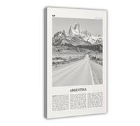 NEOHI Stampa artistica da parete su tela con mappa della città di Buenos Aires, Argentina in bianco e nero, per camera da letto e ufficio, 40 x 60 cm