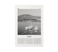NEOHI Stampa artistica da parete su tela con mappa della città di Corfù, in bianco e nero delle Isole Ionie, per camera da letto e ufficio, 50 x 75 cm
