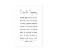 NEOHI Stampa artistica da parete su tela con scritta "Romans 8 35-39 More Than Conquerors Bibbia in bianco e nero", per camera da letto, ufficio, 50 x 75 cm