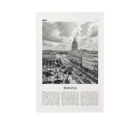 NEOHI Stampa artistica da parete su tela, motivo: Havana con cielo bianco e nero, Cuba, Cuba, Caraibi, stile retrò, decorazione artistica da parete, per casa, bar, ristorante, garage, caffetteria