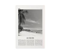 NEOHI Stampa artistica da parete su tela, motivo: Ko Phi Phi Phi in bianco e nero, con mappa della città della Thailandia, stile retrò, per soggiorno, camera da letto, 60 x 90 cm