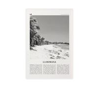 NEOHI Stampa artistica da parete su tela, motivo: La Romana, in bianco e nero, Repubblica Dominicana, Città dei Caraibi, idea regalo, per casa, bar, ristorante, garage, caffetteria, idea regalo, 50 x
